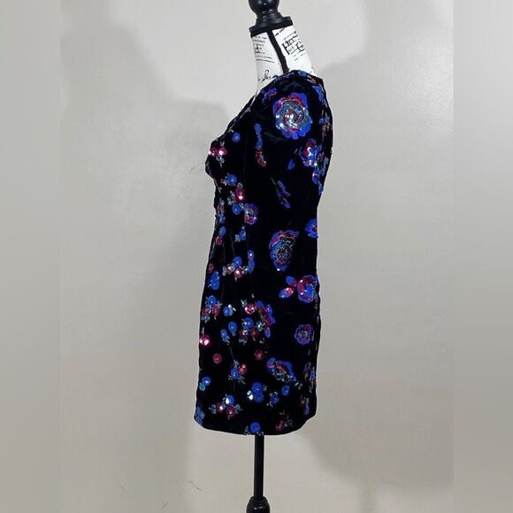 Sabina Musayev Sequin Embellished Velvet Puff Shoulder Dress size M - Picture 9 of 11